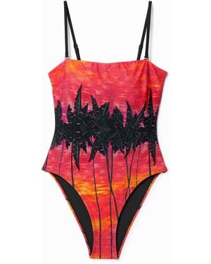 Desigual Stella Jean Bandeau Swimsuit - Red