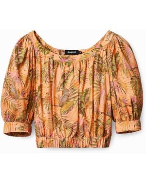 Desigual Tropical Cropped Blouse - Brown