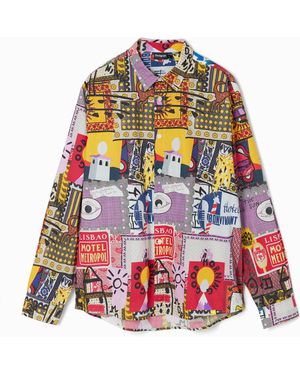 Desigual Patchwork Poplin Shirt, Cotton - Red