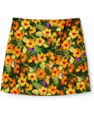 Desigual Slim Floral Mini Skirt, Cotton - Yellow