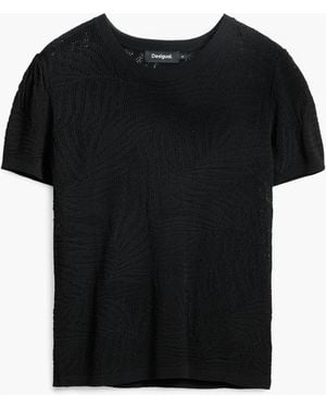 Desigual Openwork Knit T-Shirt - Black