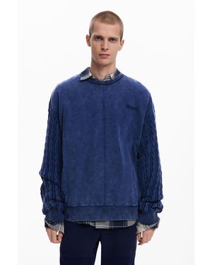 Desigual Sudadera Mangas Trenzadas - Azul
