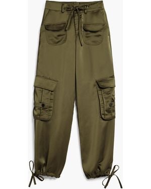 Desigual Pantalón Largo Satinado, Polyester - Black