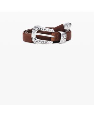 Desigual Cowboy Buckle Leather Belt, Cow Leather - Brown