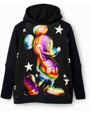 Desigual Oversize Mickey Mouse Hoodie, Cotton - Black