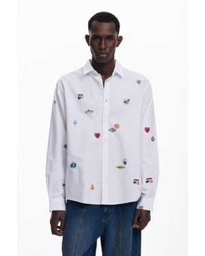 Desigual Langarmhemd Mit Mustern - Weiß