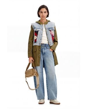 Desigual 2-In-1 Embroidered Hybrid Parka, Cotton - Green