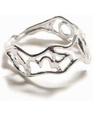 Desigual Ring Message Silberbad Zalio, Damen, Schwarz - Weiß