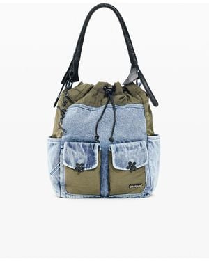 Desigual Medium Combined Denim Backpack - Blue