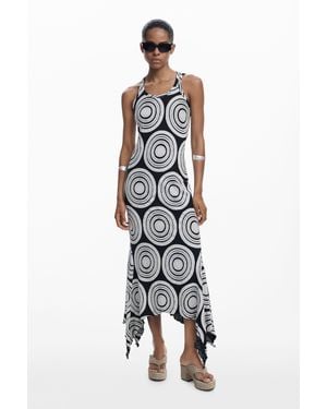 Desigual Long Dress With Circles - White