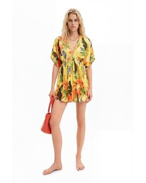Desigual Tropical Tunic Dress, Viscose - Yellow