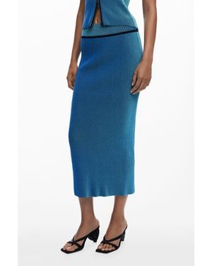 Desigual Striped Midi Pencil Skirt - Blue