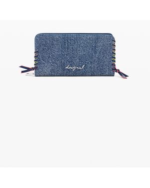 Desigual Medium Denim Heart Wallet, Cotton - Blue
