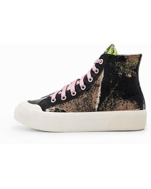 Desigual High-Top Patchwork Trainers - Black