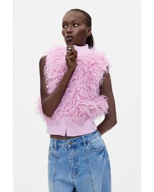 Desigual Synthetic Fur Jacket, Polyester - Red