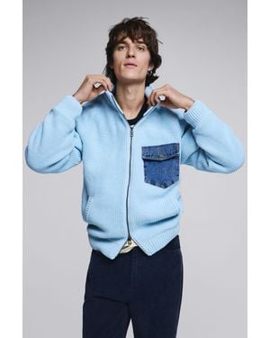 Desigual Double Zipper Knit Jumper - Blue