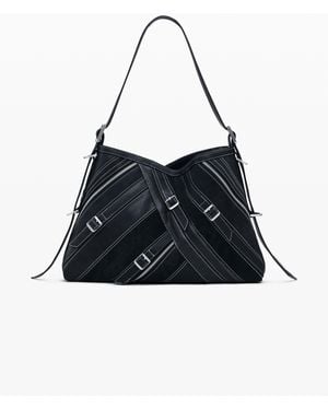 Desigual Medium Faux Leather Bag With Buckles - Black
