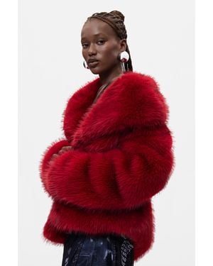 Desigual Short Fur Coat, Polyester - Red