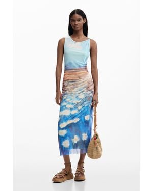 Desigual Draped Waterlily Dress, Polyester - Blue