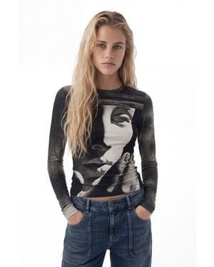 Desigual Long Sleeve Sculpture T-Shirt, Viscose - Black