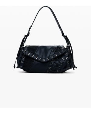 Desigual Medium Faux Leather Patch Bag - Black