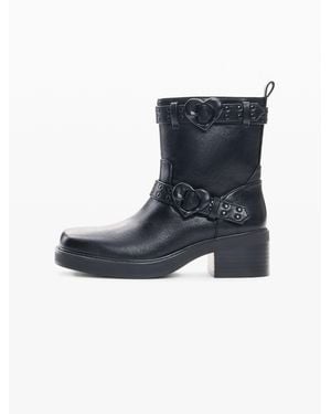 Desigual Buckle Boots Faux Leather Effect, Polyurethane - Blue