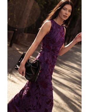 Desigual Midi Flocked Dress, Polyester - Purple