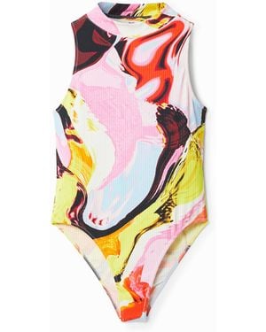 Desigual Multicolour Digital Print Body, Viscose - White