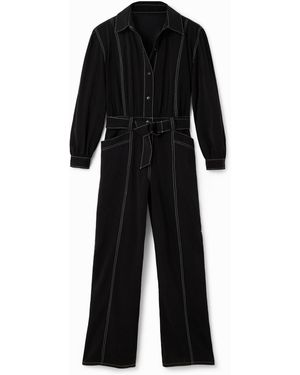 Desigual Stitching Boilersuit, Viscose - Black