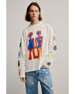 Desigual Printed Cotton T-Shirt, Cotton - Blue