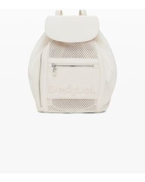 Desigual Medium Mesh Drawstring Backpack - White