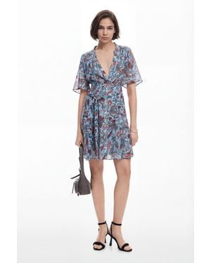 Desigual Floral Print Midi Dress, Polyester - Blue
