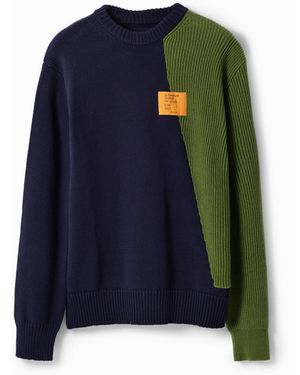 Desigual Two-Tone Combination Sweater - Blue