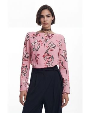 Desigual Floral Blouse, Polyester - Pink