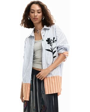 Desigual Long Striped Shirt, Cotton - White