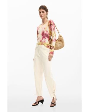 Desigual Long Tie Pants, Cotton - White