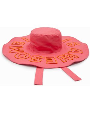 Desigual Life Is Awesome Wide-Brim Hat, Cotton - Red