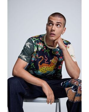 Desigual Printed T-Shirt, Cotton - Blue