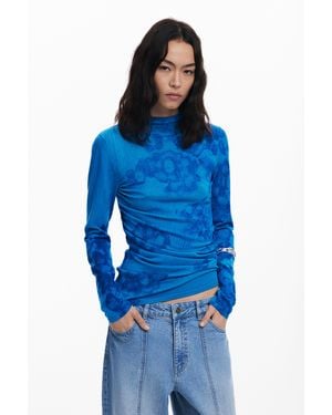 Desigual Long Fine Watercolour Jumper - Blue