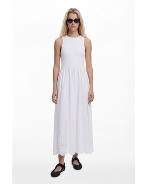 Desigual Embroidered Long Dress, Cotton - White