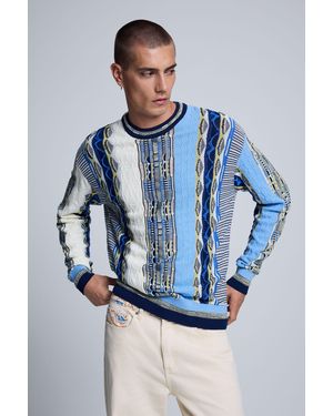 Desigual Jacquard-Pullover, Herren, Blau