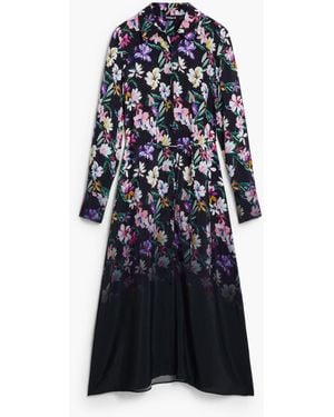 Desigual Gradient Floral Shirt Dress, Viscose - Blue