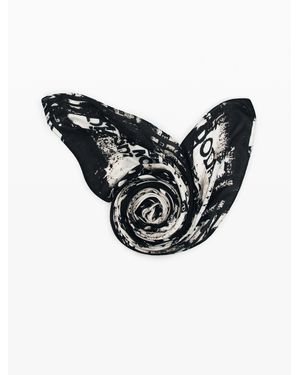 Desigual Rectangular Letter Foulards, Viscose - Black