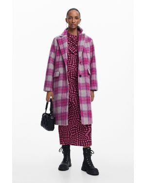 Desigual Tartan Coat - Purple