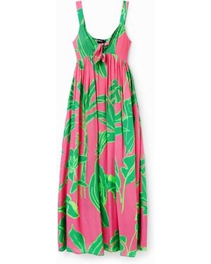 Desigual Vestido Largo Escote Corazón - Blanco