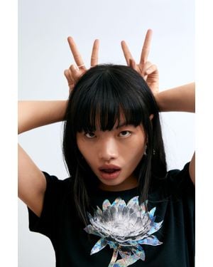 Desigual Floral Print T-Shirt, Cotton - Black
