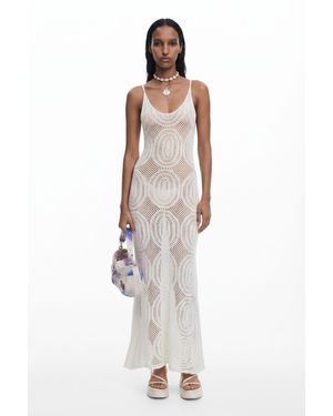 Desigual Crochet Strap Dress - White