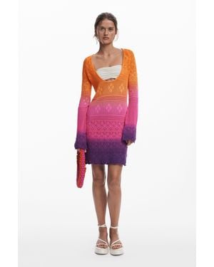 Desigual Tie-Dye Crochet Dress - Red