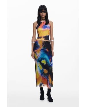 Desigual Skirt Designed By Mr. Christian Lacroix, Polyester - Blue
