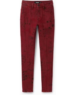 Desigual Push-Up Newspaper Skinny Jeans, Cotton - Red